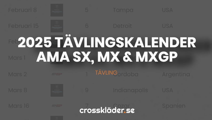 2025 tävlingskalender AMA Supercross, AMA Pro Motocross, AMA SMX & MXGP